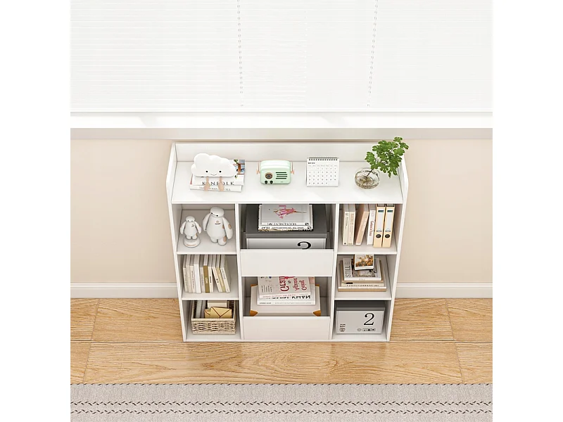 ÉTAGÈRE OUVERTE COMMODE KALAX SPACIEUSE BLANCHE POUR LIVRES DE BUREAU MODERNE GRANDE