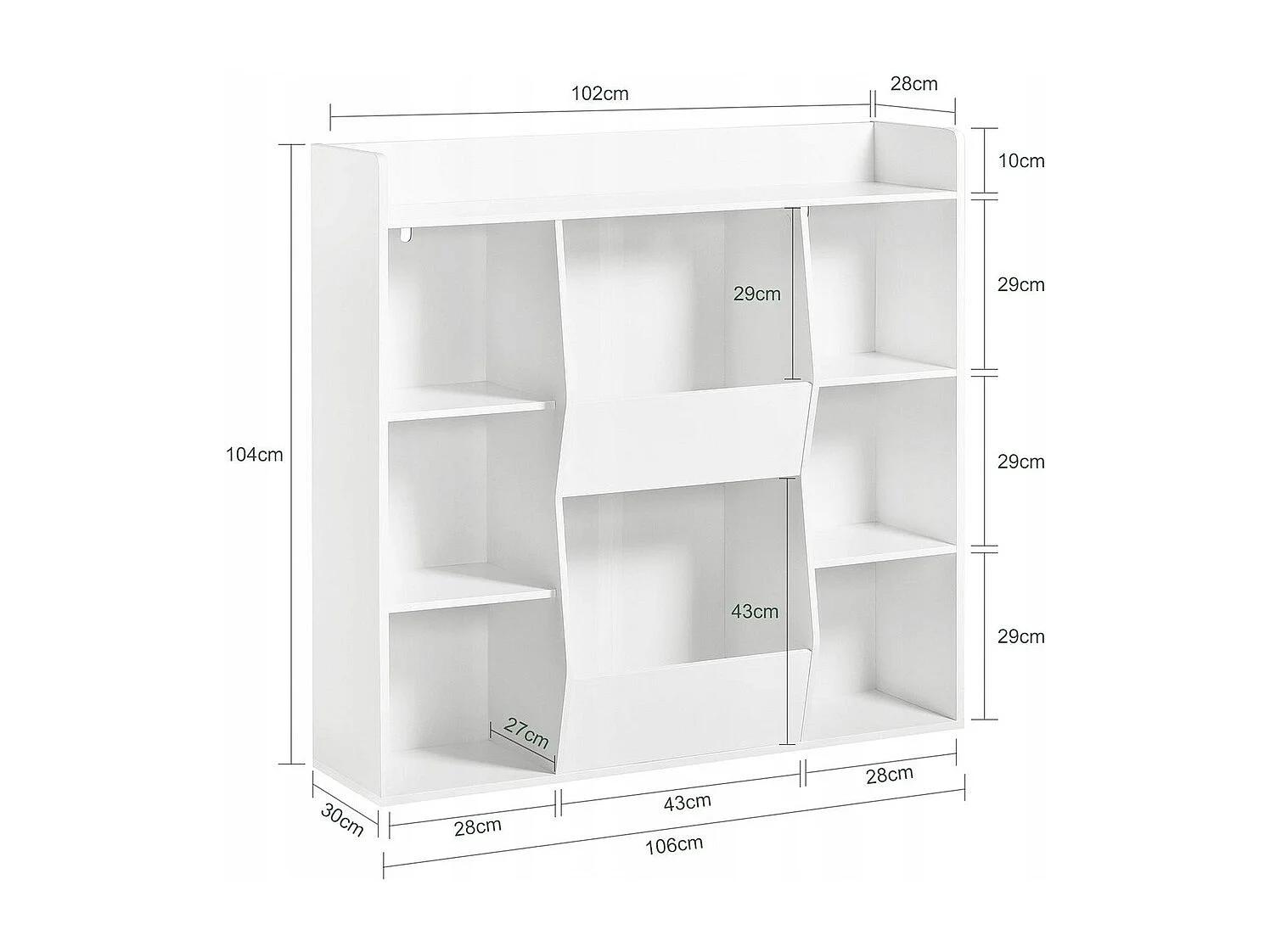 ÉTAGÈRE OUVERTE COMMODE KALAX SPACIEUSE BLANCHE POUR LIVRES DE BUREAU MODERNE GRANDE
