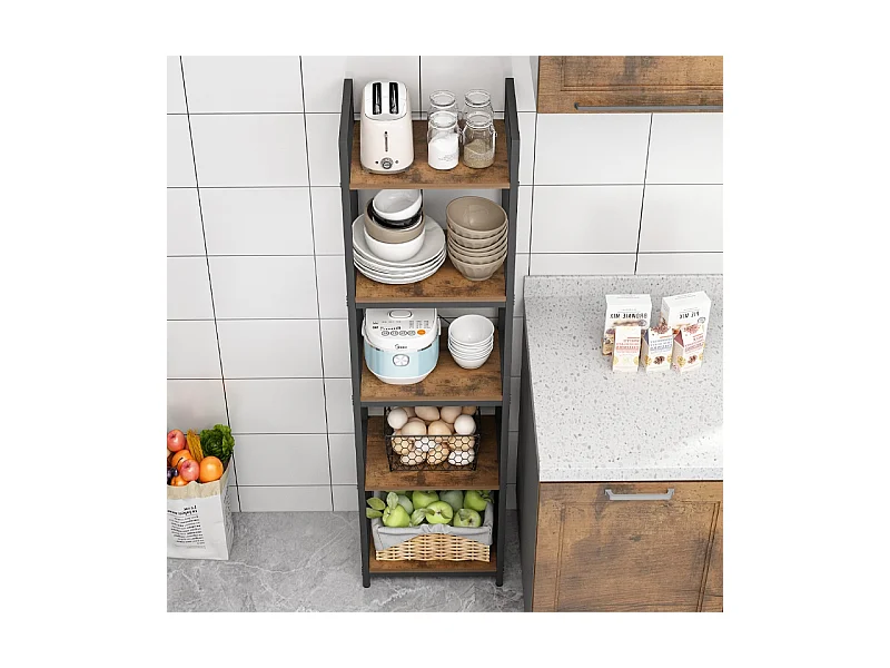 ÉTAGÈRE À LIVRES ÉCHELLE HAUTE ARMOIRE LOFT MÉTALLIQUE INDUSTRIELLE 154 CM