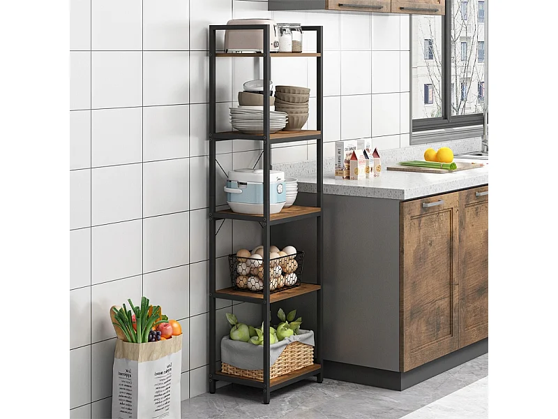 ÉTAGÈRE À LIVRES ÉCHELLE HAUTE ARMOIRE LOFT MÉTALLIQUE INDUSTRIELLE 154 CM