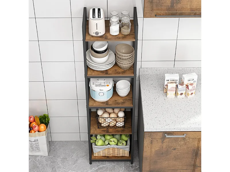 ÉTAGÈRE À LIVRES ÉCHELLE HAUTE ARMOIRE LOFT MÉTALLIQUE INDUSTRIELLE 154 CM