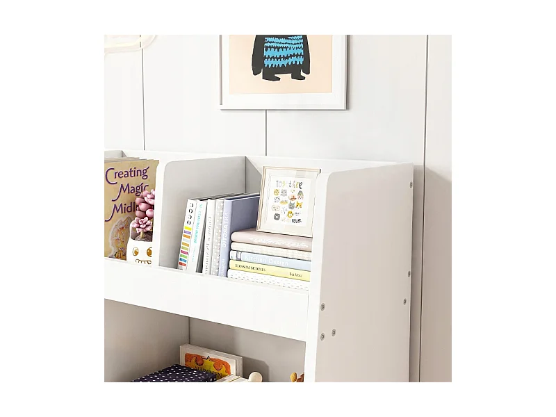 ÉTAGÈRE À LIVRES ET JOURNAUX POUR ENFANTS ARMOIRE À JOUETS BIBLIOTHÈQUE SUR PIED 80 CM