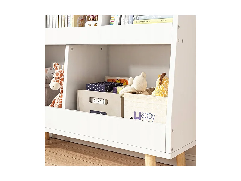 ÉTAGÈRE À LIVRES ET JOURNAUX POUR ENFANTS ARMOIRE À JOUETS BIBLIOTHÈQUE SUR PIED 80 CM