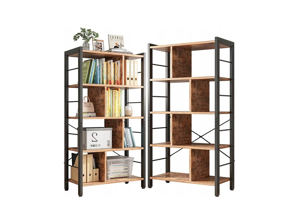 ÉTAGÈRE ARMOIRE À LIVRES FLEURS ÉCHELLE RUSTIQUE BRUN LOFT 154,5 CM