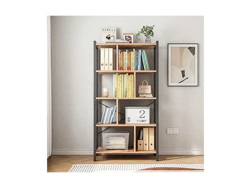 ÉTAGÈRE ARMOIRE À LIVRES FLEURS ÉCHELLE RUSTIQUE BRUN LOFT 154,5 CM