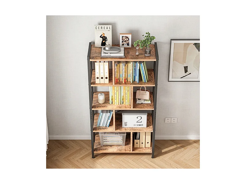 ÉTAGÈRE ARMOIRE À LIVRES FLEURS ÉCHELLE RUSTIQUE BRUN LOFT 154,5 CM