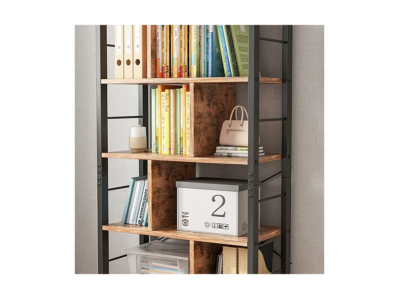 ÉTAGÈRE ARMOIRE À LIVRES FLEURS ÉCHELLE RUSTIQUE BRUN LOFT 154,5 CM