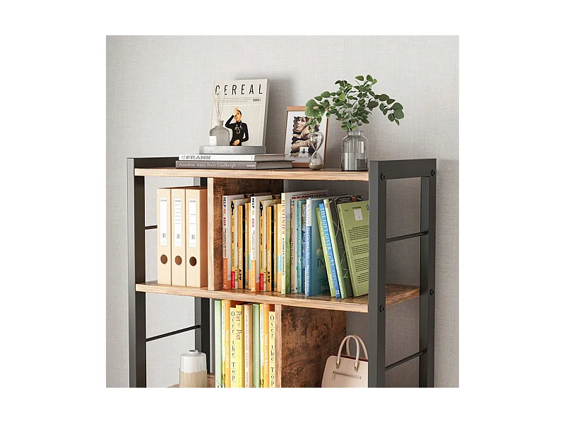 ÉTAGÈRE ARMOIRE À LIVRES FLEURS ÉCHELLE RUSTIQUE BRUN LOFT 154,5 CM