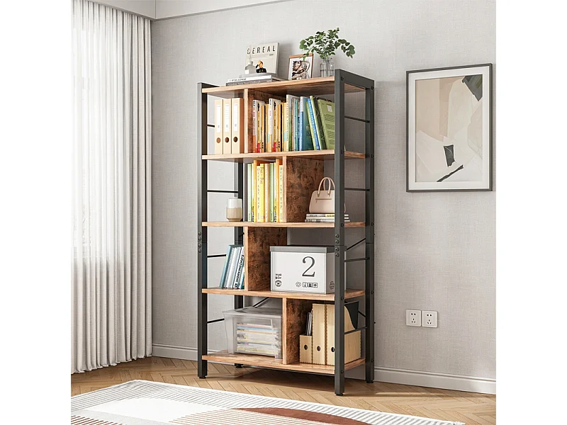 REGAL BUCHSCHRANK BLUMEN LEITER RUSTIKAL BRAUN LOFT 154,5 CM