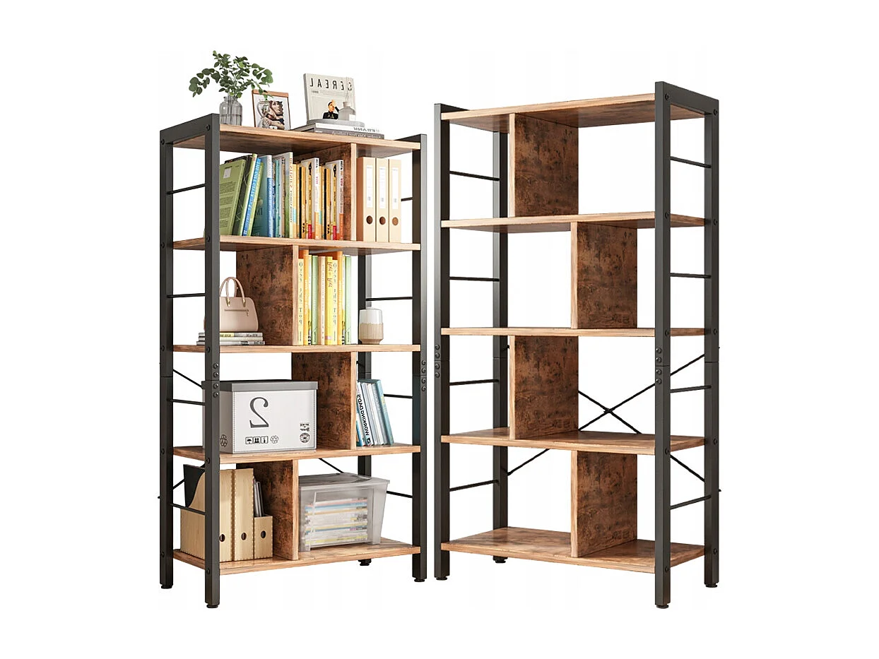 REGAL BUCHSCHRANK BLUMEN LEITER RUSTIKAL BRAUN LOFT 154,5 CM