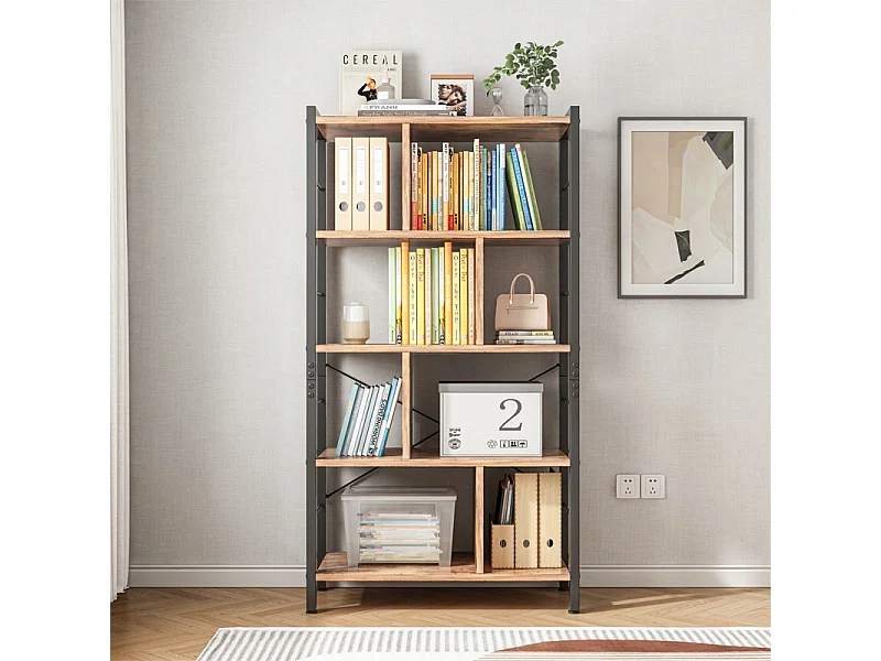 REGAL BUCHSCHRANK BLUMEN LEITER RUSTIKAL BRAUN LOFT 154,5 CM