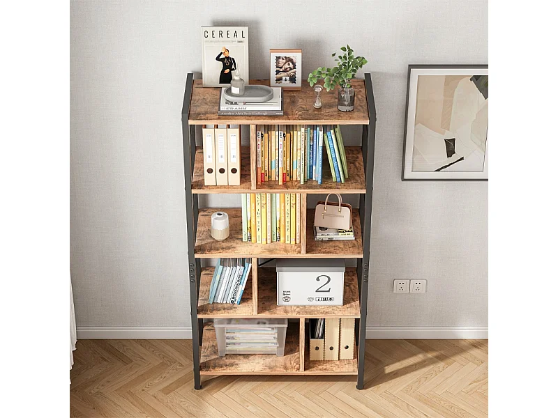 REGAL BUCHSCHRANK BLUMEN LEITER RUSTIKAL BRAUN LOFT 154,5 CM