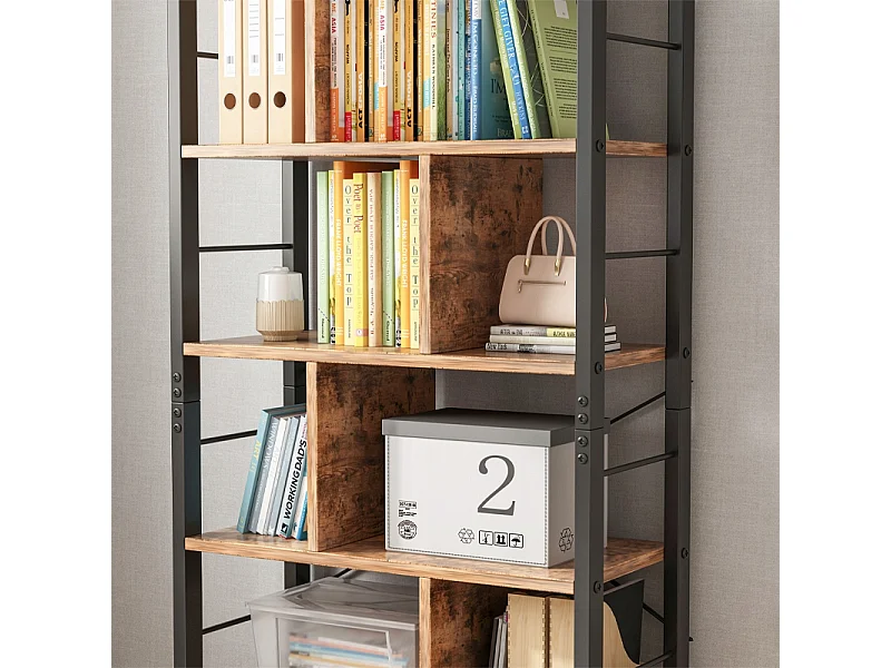 REGAL BUCHSCHRANK BLUMEN LEITER RUSTIKAL BRAUN LOFT 154,5 CM