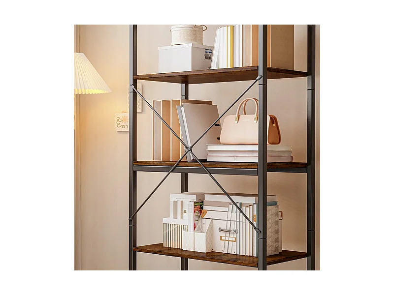 ÉTAGÈRE À LIVRES HAUTE ARMOIRE DE SALON INDUSTRIELLE RUSTIQUE LOFT BRUN