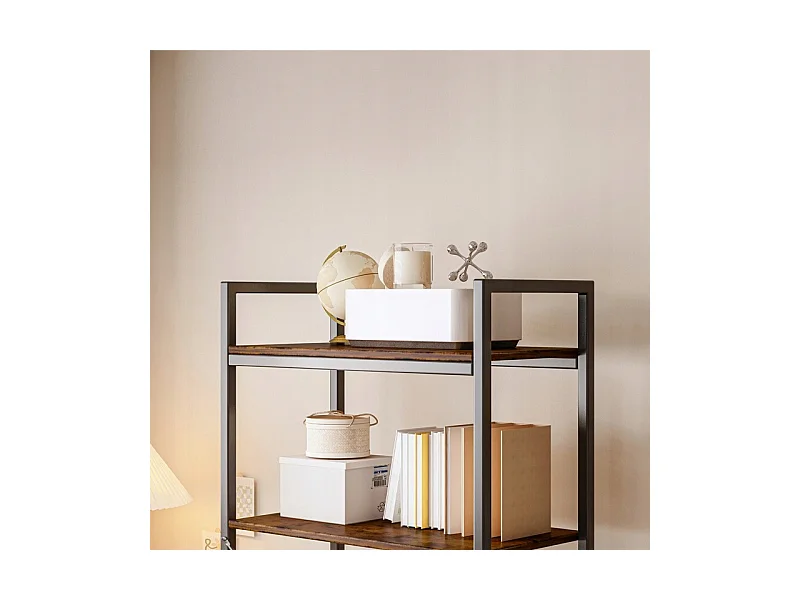 ÉTAGÈRE À LIVRES HAUTE ARMOIRE DE SALON INDUSTRIELLE RUSTIQUE LOFT BRUN