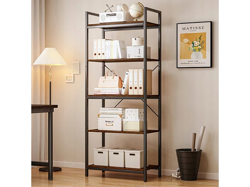 HOHER BÜCHERREGAL SCHRANK FÜR DAS WOHNZIMMER INDUSTRIELL RUSTIKAL LOFT BRAUN