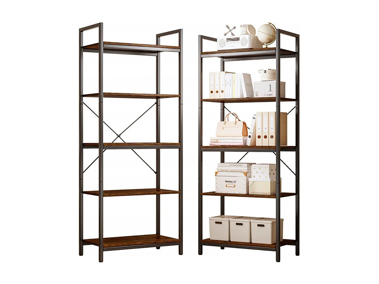 HOHER BÜCHERREGAL SCHRANK FÜR DAS WOHNZIMMER INDUSTRIELL RUSTIKAL LOFT BRAUN