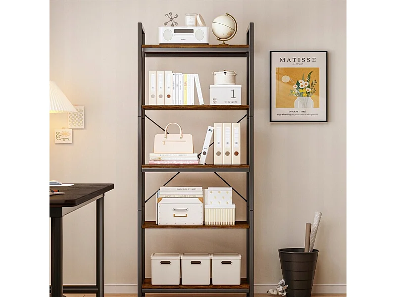 HOHER BÜCHERREGAL SCHRANK FÜR DAS WOHNZIMMER INDUSTRIELL RUSTIKAL LOFT BRAUN