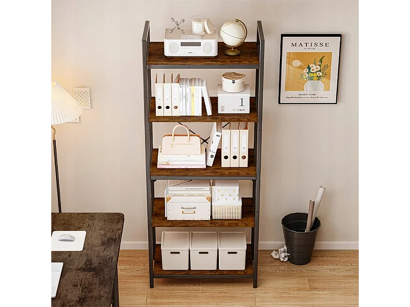 HOHER BÜCHERREGAL SCHRANK FÜR DAS WOHNZIMMER INDUSTRIELL RUSTIKAL LOFT BRAUN