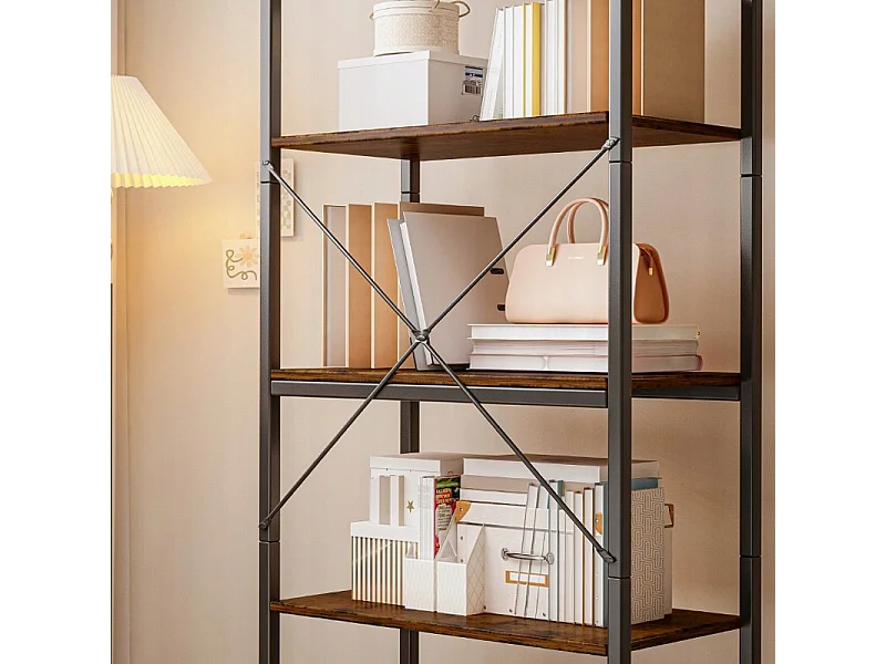 HOHER BÜCHERREGAL SCHRANK FÜR DAS WOHNZIMMER INDUSTRIELL RUSTIKAL LOFT BRAUN