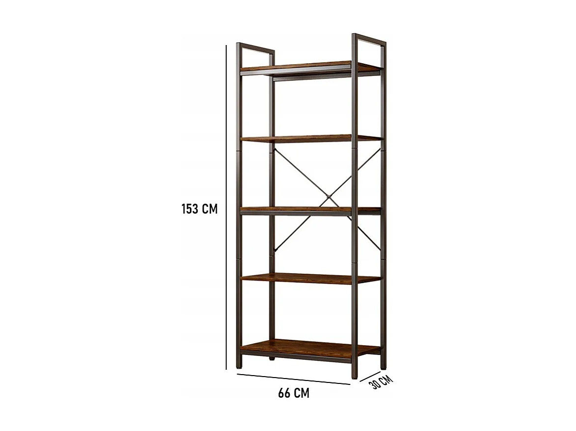 HOHER BÜCHERREGAL SCHRANK FÜR DAS WOHNZIMMER INDUSTRIELL RUSTIKAL LOFT BRAUN