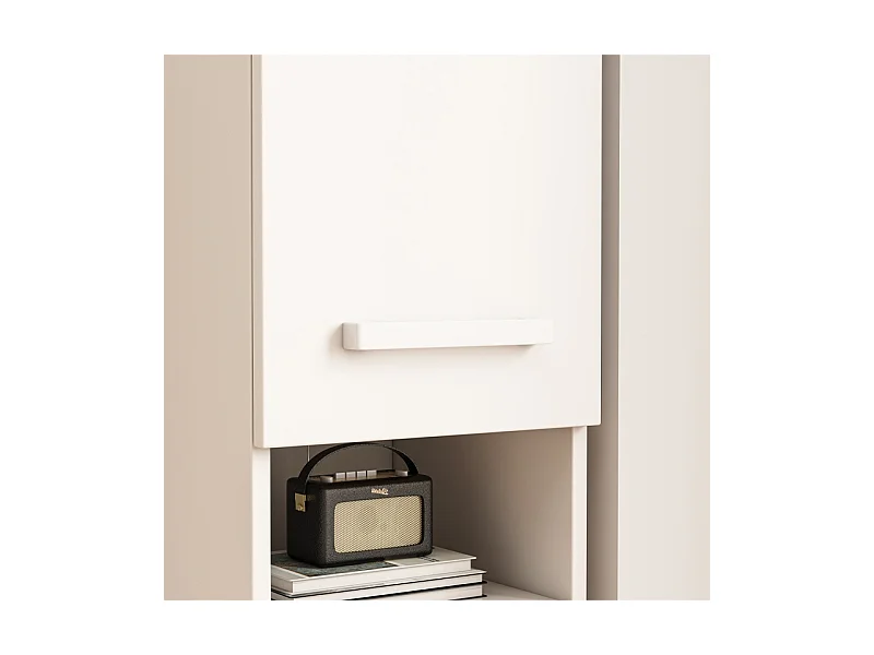 ÉTAGÈRE ARMOIRE BLANCHE MODERNE SUR PIED COLONNE HAUTE LOFT 2 PORTES 180 CM