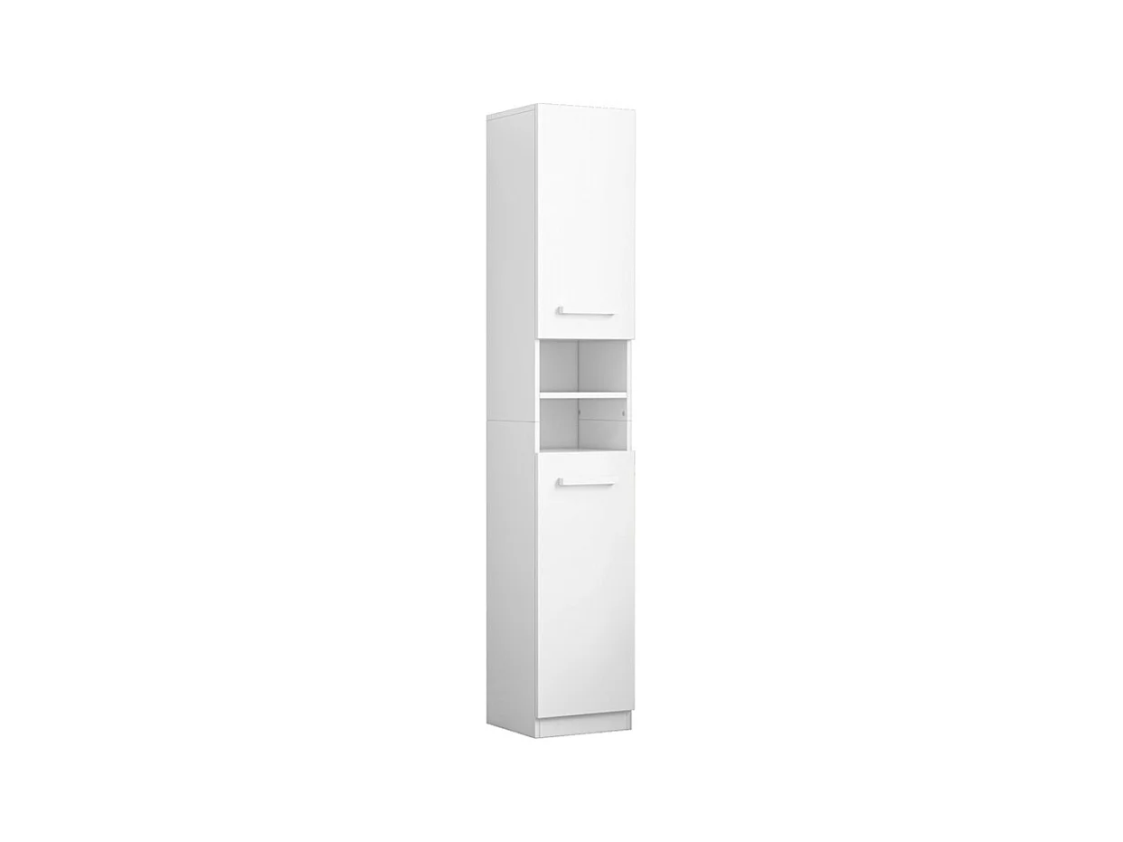 ÉTAGÈRE ARMOIRE BLANCHE MODERNE SUR PIED COLONNE HAUTE LOFT 2 PORTES 180 CM