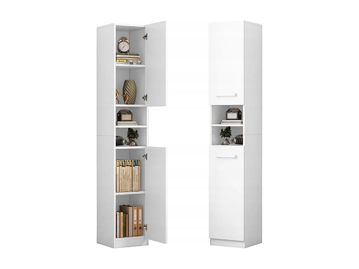 REGAL SCHRANK WEISS MODERN STEHEND HOHE SÄULE LOFT 2 TÜREN 180 CM