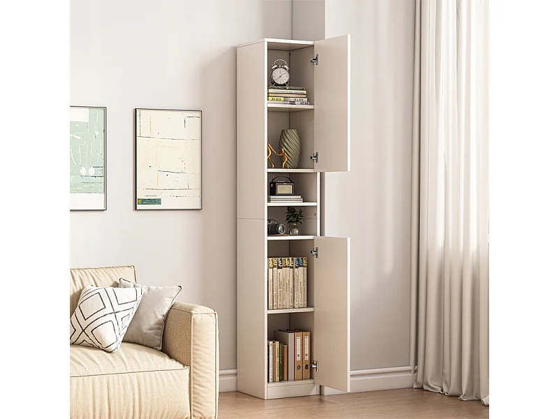 REGAL SCHRANK WEISS MODERN STEHEND HOHE SÄULE LOFT 2 TÜREN 180 CM