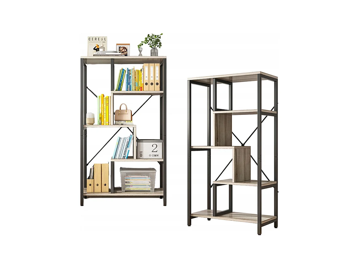 ÉTAGÈRE INDUSTRIELLE OUVERTE POUR LIVRES 8 ÉTAGÈRES CADRE MÉTALLIQUE 132 CM