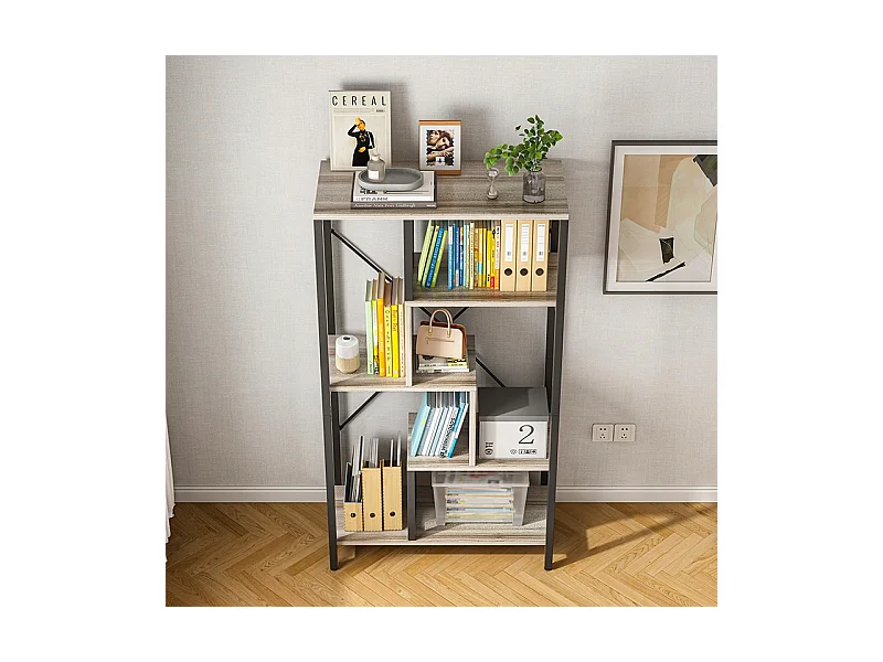 ÉTAGÈRE INDUSTRIELLE OUVERTE POUR LIVRES 8 ÉTAGÈRES CADRE MÉTALLIQUE 132 CM