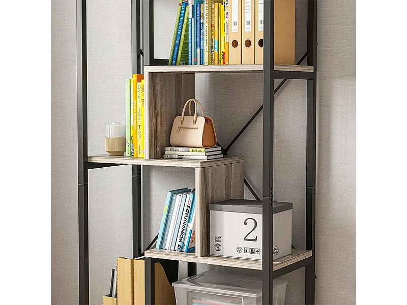 ÉTAGÈRE INDUSTRIELLE OUVERTE POUR LIVRES 8 ÉTAGÈRES CADRE MÉTALLIQUE 132 CM