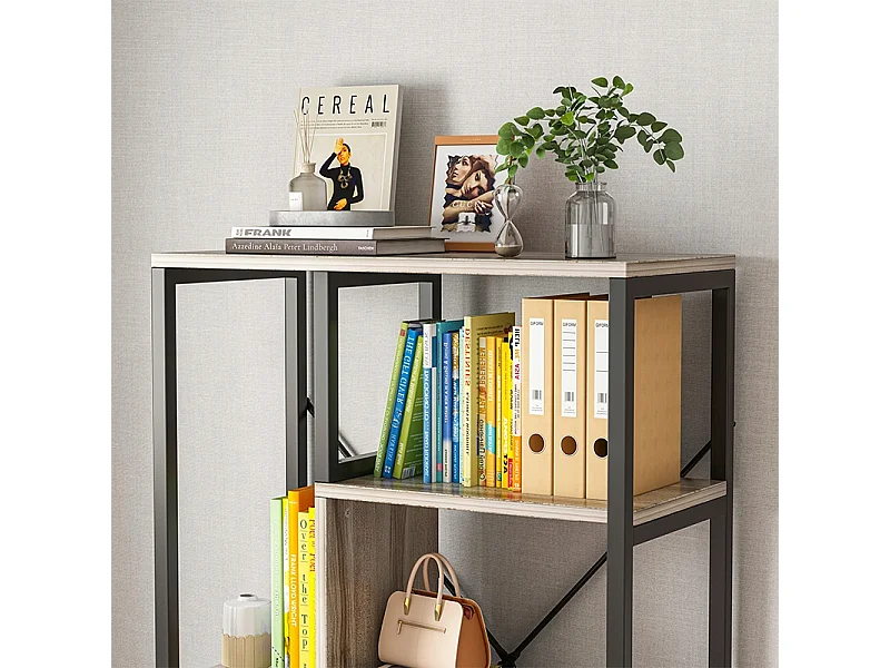 ÉTAGÈRE INDUSTRIELLE OUVERTE POUR LIVRES 8 ÉTAGÈRES CADRE MÉTALLIQUE 132 CM