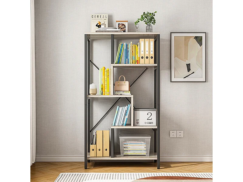 Regał stojący industrialny otwarty na książki 8 półek metalowa rama 132 cm