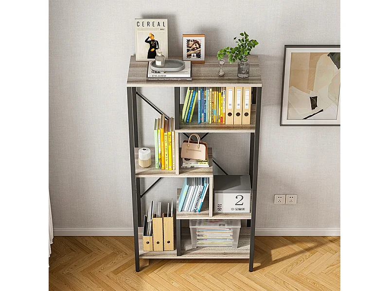 Regał stojący industrialny otwarty na książki 8 półek metalowa rama 132 cm