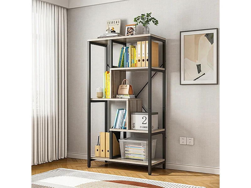 ÉTAGÈRE INDUSTRIELLE OUVERTE POUR LIVRES 8 ÉTAGÈRES CADRE MÉTALLIQUE 132 CM