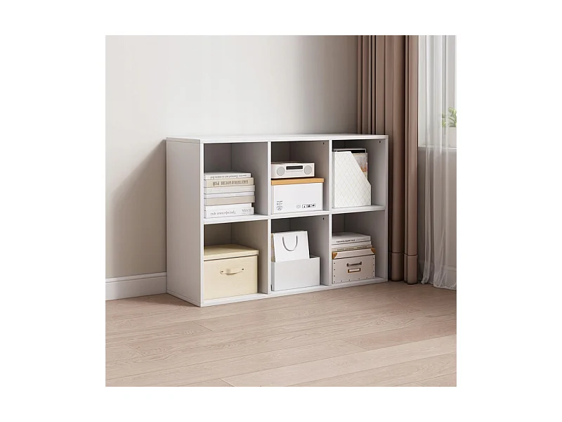 ÉTAGÈRE OUVERTE COMMODE KOSTKA 2x3 SPACIEUSE BLANCHE POUR LIVRES DE BUREAU MODERNE