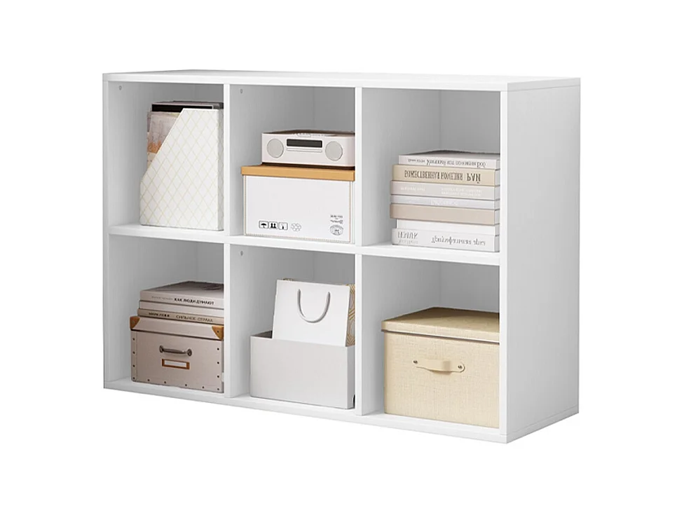 ÉTAGÈRE OUVERTE COMMODE KOSTKA 2x3 SPACIEUSE BLANCHE POUR LIVRES DE BUREAU MODERNE