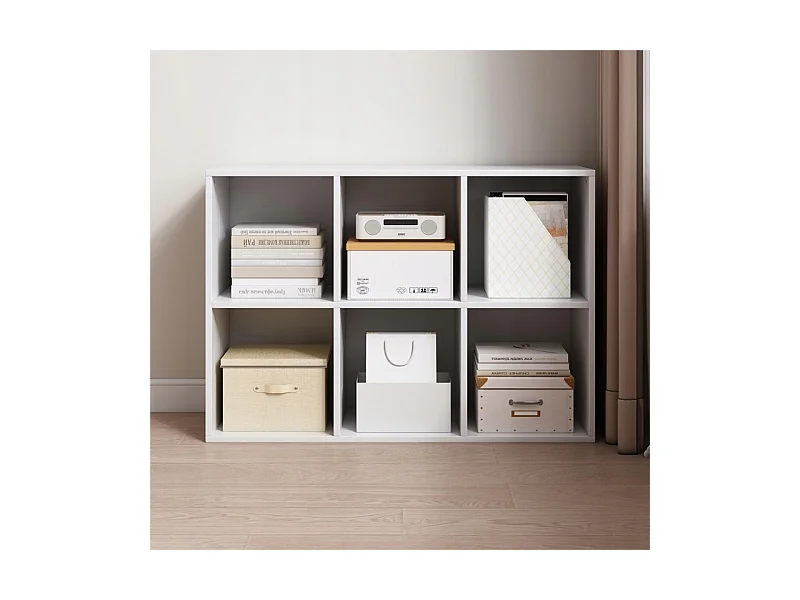 ÉTAGÈRE OUVERTE COMMODE KOSTKA 2x3 SPACIEUSE BLANCHE POUR LIVRES DE BUREAU MODERNE