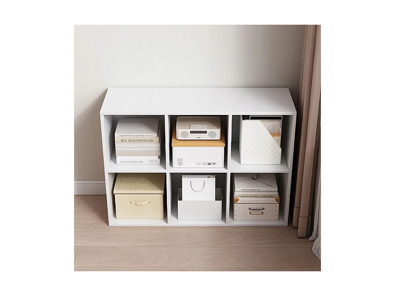 ÉTAGÈRE OUVERTE COMMODE KOSTKA 2x3 SPACIEUSE BLANCHE POUR LIVRES DE BUREAU MODERNE