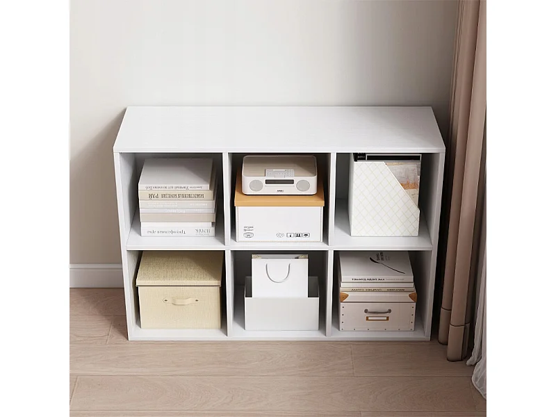 ÉTAGÈRE OUVERTE COMMODE KOSTKA 2x3 SPACIEUSE BLANCHE POUR LIVRES DE BUREAU MODERNE
