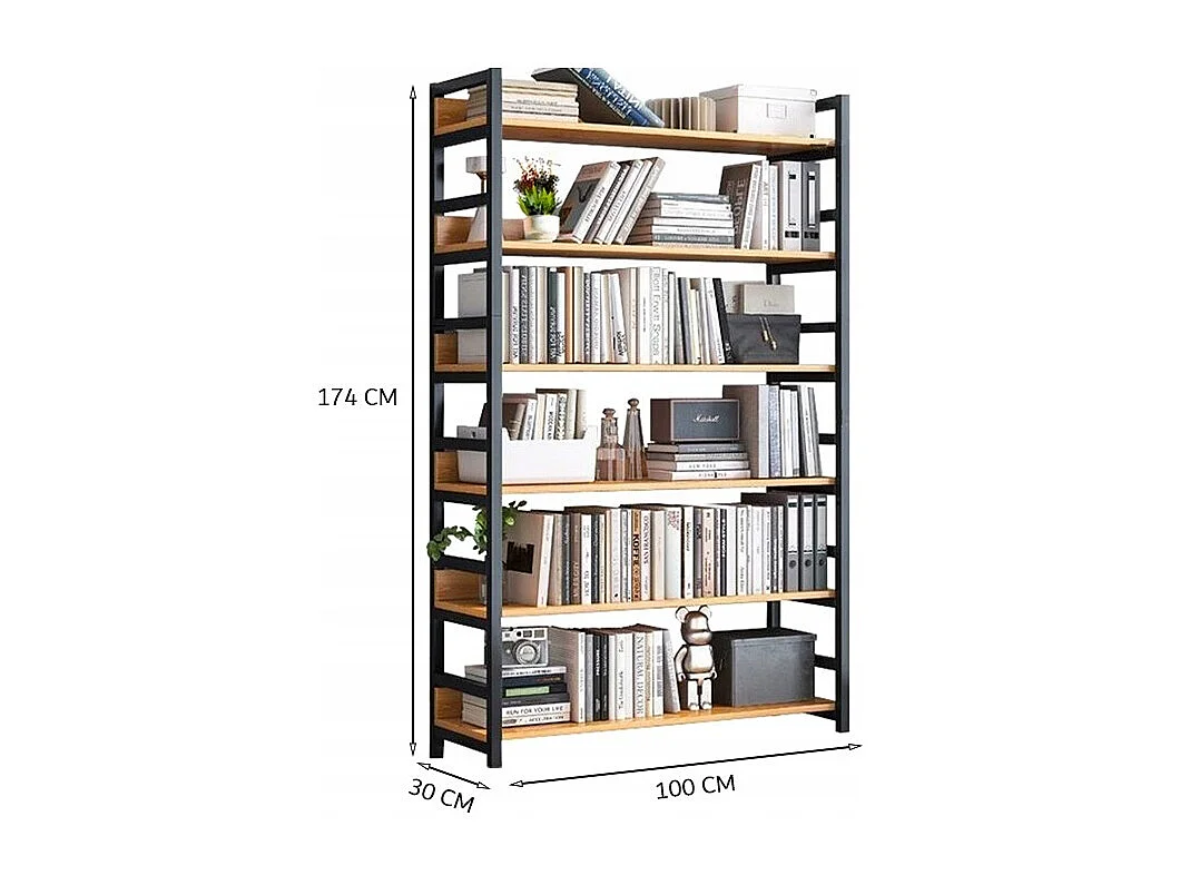 INDUSTRIELLES RUSTIKALES STEHREGAL 6 REGALBÖDEN BÜCHERTREPPE 174 CM
