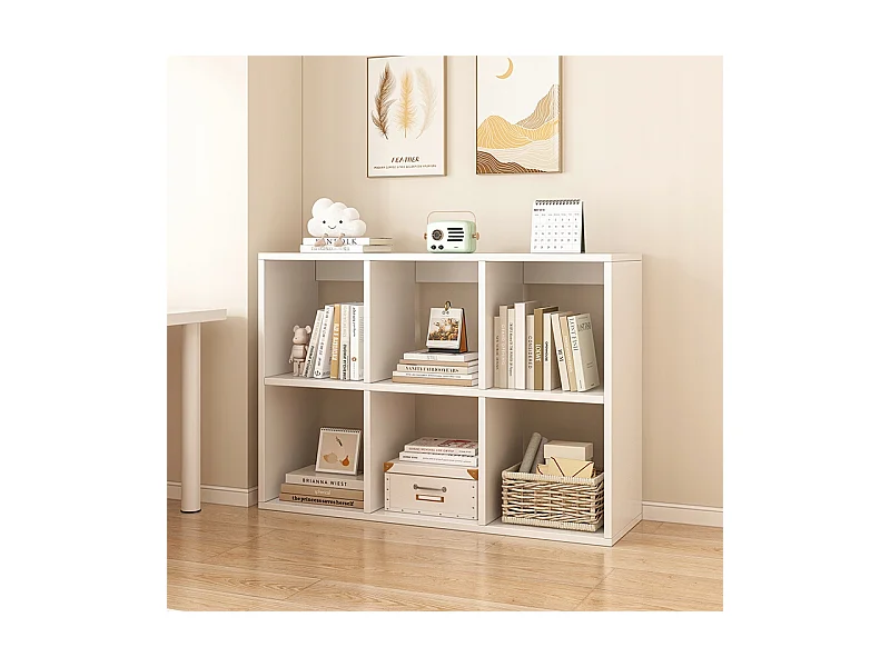 ÉTAGÈRE 6 ÉTAGÈRES POUR LIVRES BLANCHE ARMOIRE OUVERTE MODERNE LOFT 100x67x30 cm