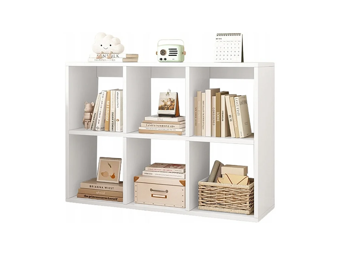 ÉTAGÈRE 6 ÉTAGÈRES POUR LIVRES BLANCHE ARMOIRE OUVERTE MODERNE LOFT 100x67x30 cm
