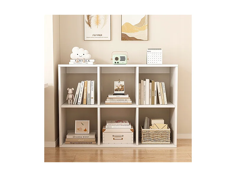 ÉTAGÈRE 6 ÉTAGÈRES POUR LIVRES BLANCHE ARMOIRE OUVERTE MODERNE LOFT 100x67x30 cm