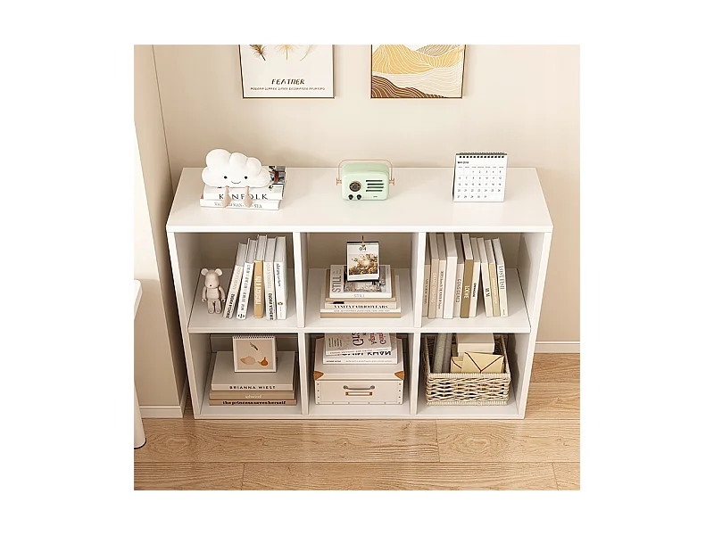 ÉTAGÈRE 6 ÉTAGÈRES POUR LIVRES BLANCHE ARMOIRE OUVERTE MODERNE LOFT 100x67x30 cm