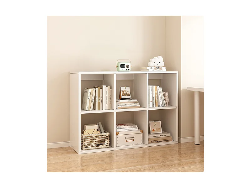 ÉTAGÈRE 6 ÉTAGÈRES POUR LIVRES BLANCHE ARMOIRE OUVERTE MODERNE LOFT 100x67x30 cm