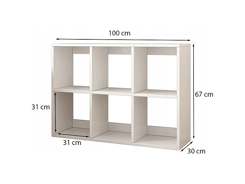 ÉTAGÈRE 6 ÉTAGÈRES POUR LIVRES BLANCHE ARMOIRE OUVERTE MODERNE LOFT 100x67x30 cm