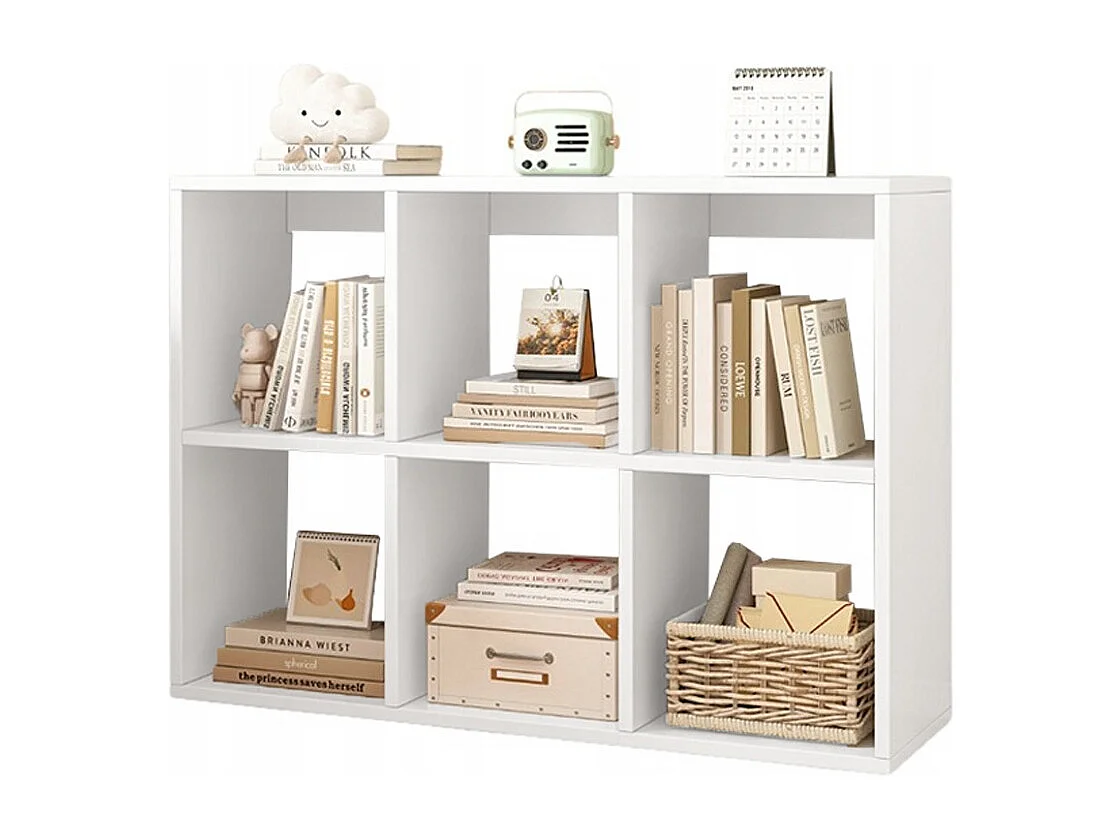 ÉTAGÈRE 6 ÉTAGÈRES POUR LIVRES BLANCHE ARMOIRE OUVERTE MODERNE LOFT 100x67x30 cm