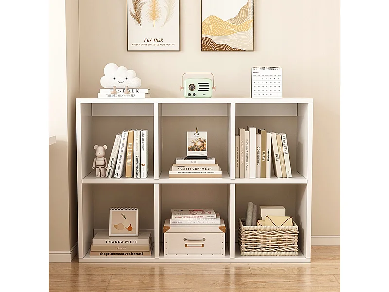 ÉTAGÈRE 6 ÉTAGÈRES POUR LIVRES BLANCHE ARMOIRE OUVERTE MODERNE LOFT 100x67x30 cm